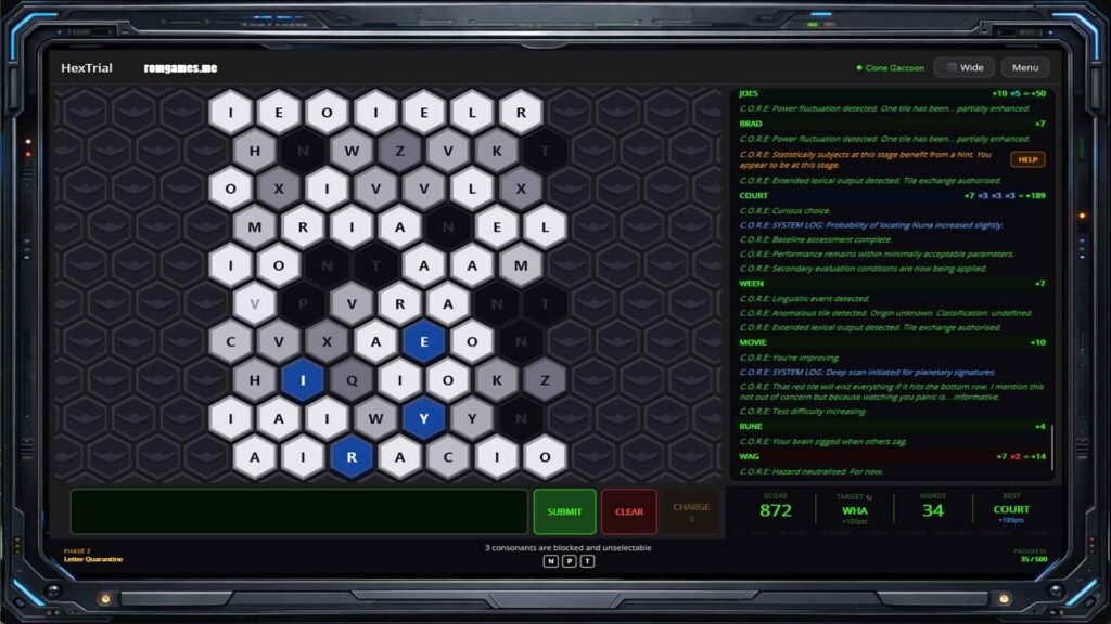 HexTrial: A C.O.R.E. Cognitive Test